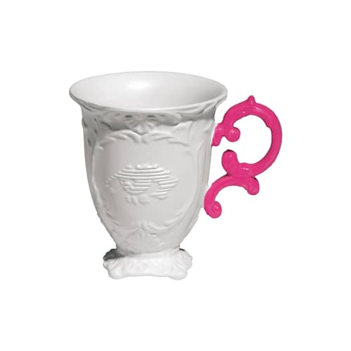 Mug I-Mug céramique rose blanc - Seletti - Blanc /  Anse fuchsia - Porcelaine