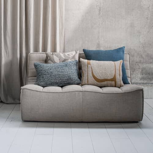 N701 Straight sofa  textile beige / UK version - 2 seater - L 140 cm - Ethnicraft - Beige (UK residential fire retardant) - Fabric, High-density PU foam, Wood