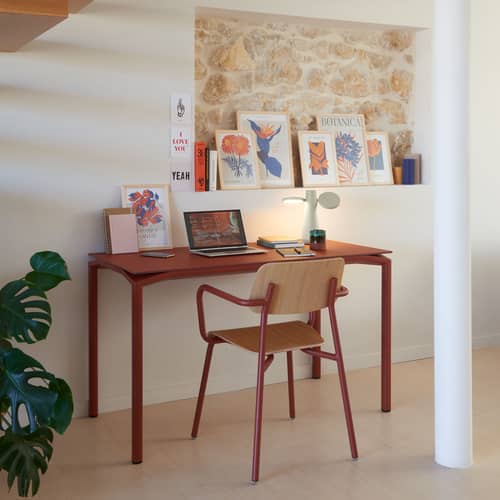 Calvi INDOOR Rectangular table composite material orange / 126 x 63 cm - Tray FENIX® - 2/4 people - Fermob - Ochre red - Aluminium, FENIX®