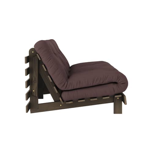 Schlafcouch Roots holz braun / B 160 cm - 3 Positionen / Struktur Braun - KARUP - Braun 715 / Holz Braun - FSC-zertifizierte, lackierte Massivkiefer, Gewebe, Recycelte Mischfasern, Schaumstoff