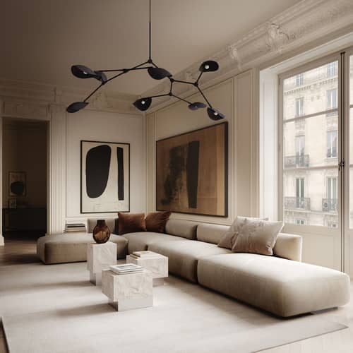 Sospensione Stingray Grande metallo nero / 177 x 142 cm - 101 COPENHAGEN - Nero bruciato - Alluminio