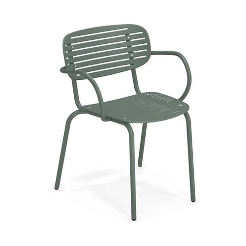 Stapelbarer Sessel Mom metall grün / Metall - Emu - Dunkelgrün - gefirnister Stahl