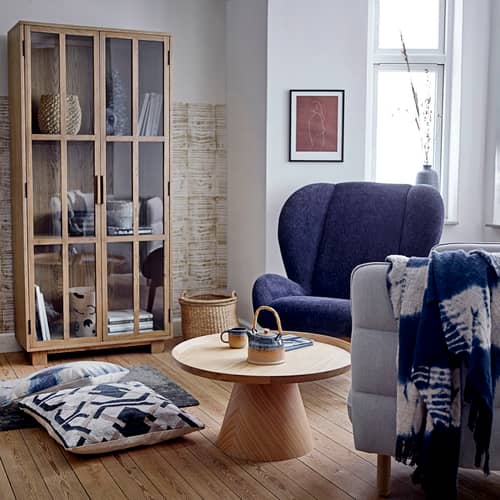Table basse Luana bois naturel / Ø 74 x H 37 cm - Chêne - Bloomingville - Ø 74 x H 37 cm / Chêne - Contreplaqué de chêne, MDF
