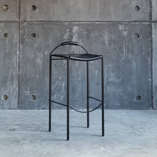 Tabouret haut Sgabello Alto métal noir / H 72 cm - Maurizio Peregalli, 1984 - Zeus - Noir - Acier, Caoutchouc