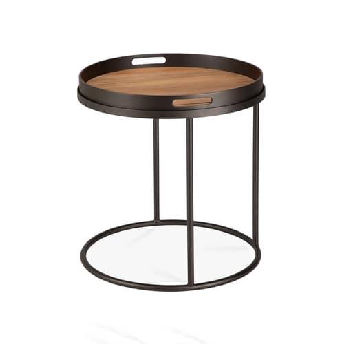 Zubehör  holz natur / Abnehmbares Tablett für Beistelltisch Core Small - Ø 48 cm - Ethnicraft - Ø 48 cm / Teakholz - Teakholz, Thermolackiertes Aluminium