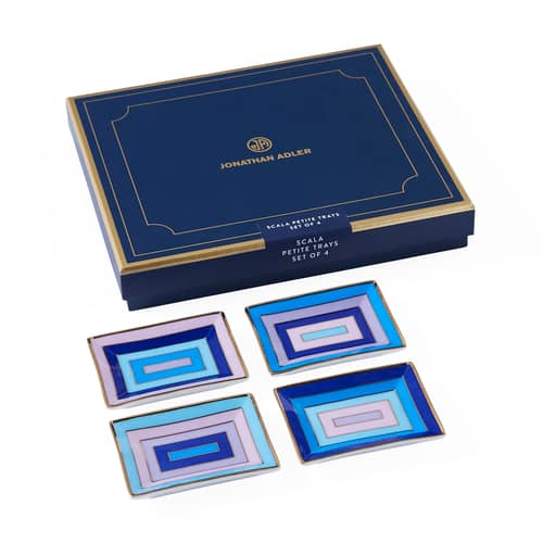 Set de 4 coupelles Scala Petite céramique / 7 x 5 cm - Jonathan Adler - Scala / Bleu & violet - Porcelaine