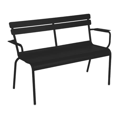 Banc avec dossier Luxembourg métal noir / 2 places - L 131 cm - Fermob - Réglisse - Aluminium
