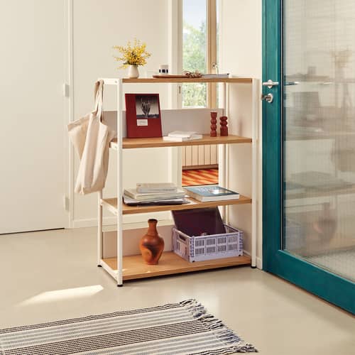 Étagère UNIT 3 métal blanc / H 110 x L 84 cm - TIPTOE - Blanc crème / Chêne - Acier thermolaqué, Bois éco-certifié
