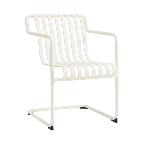 Fauteuil de repas Palissade Cantilever métal blanc / Large - Hay - Blanc crème - Acier thermolaqué