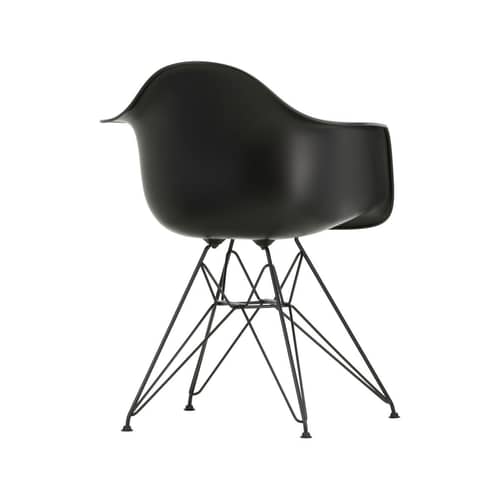Fauteuil RE DAR - Eames Plastic Armchair plastique noir / (1950) - Pieds noirs / Recyclé - Vitra - Noir / Pieds noirs - Acier laqué, Plastique recyclé post-consommation
