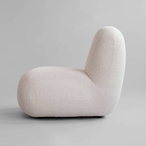 Fauteuil rembourré Toe Flat blanc / Tissu bouclé - 101 COPENHAGEN - Blanc cassé (tissu bouclé) - Bois, Mousse, Tissu bouclé