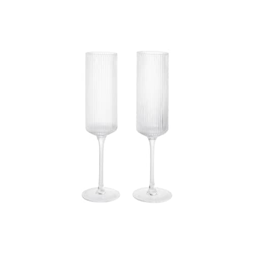 Set de 2 flûtes à champagne Ripple - Ferm Living - Transparent - Verre soufflé bouche