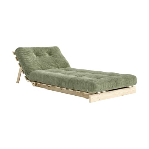 Fauteuil convertible Roots / Dormeuse & lit d\'appoint - 3 positions / Structure pin clair - KARUP - Vert kaki (553) / Pin clair - Mousse, Pin massif certifié FSC, Tissu