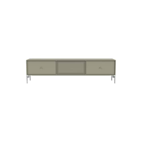 Meuble TV Octave V / Avec pieds - L 138 x P 30 x H 36,6 cm - MONTANA - Fennel 144 - Acier, Acier perforé, MDF laqué