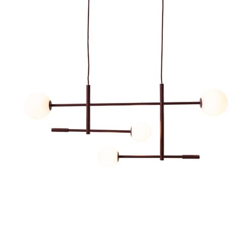 Pendelleuchte Copenhagen metall rot / B 97 cm - Mobile Arme - It\'s about Romi - Bordeaux - lackiertes Eisen, Opalglas