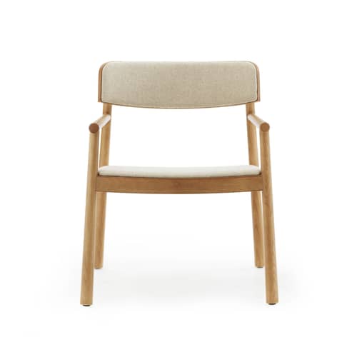 Poltrona bassa imbottita Timb tessuto beige - Normann Copenhagen - Tessuto Beige (Hallingdal 220) / Frassino Naturale - Compensato di  frassino, Espanso, Frassino massello, Tessuto