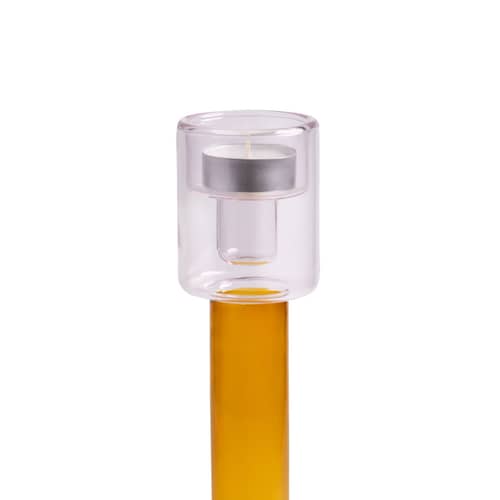 Portacandela Bole Large vetro arancione / Ø 12 x H 29,5 cm - & klevering - Ambra / Giallo - Vetro borosilicato