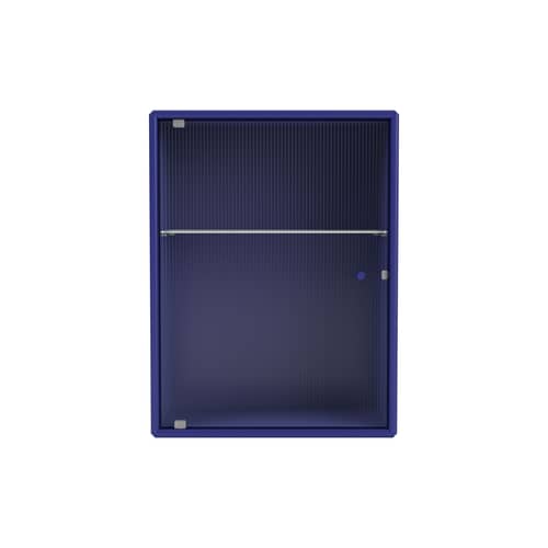 Armadio pensile da bagno Ripple legno blu / L 35,4 x P 20 x H 46,8 cm - Vetro ondulato - MONTANA - Monarca 135 - MDF laccato, Vetro ondulato