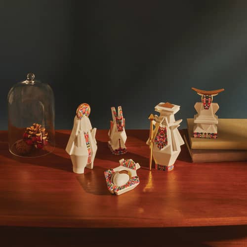 Statuina del presepio Cow ceramica bianco / Porcellana dipinta a mano - Alessi - Bœuf - Porcellana