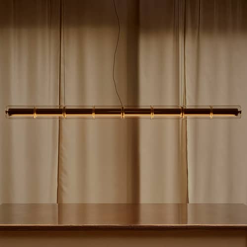 Suspension Luce Cilindrica S1 verre transparent / L 167 cm - Flos - L 167 cm - Aluminium poli, Verre borosilicaté