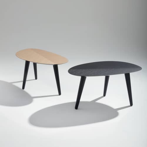 Table basse Tweed Mini Small / 85 x 48 cm - Zanotta - Noir - Acier verni, Bois plaqué rouvre verni