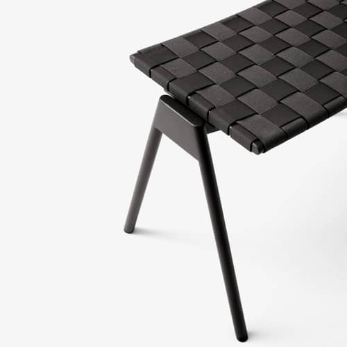 Tabouret Ville AV46 tissu noir - &tradition - Noir chaud - Acier thermolaqué, Sangles polyester