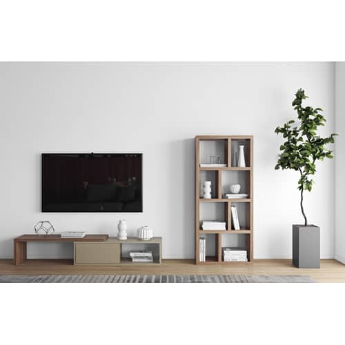 Bibliothèque Rotterdam bois naturel / L 70 x H 159 cm - POP UP HOME - Noyer - Panneau aggloméré, Placage de noyer