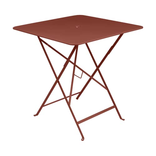Klapptisch Bistro metall rot braun / 71 x 71 cm - mit Sonnenschirmloch - Fermob - Ockerrot - lackierter Stahl