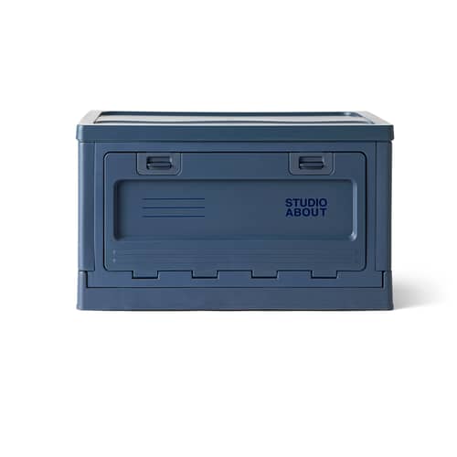 Boîte Box Large plastique bleu / 50 x 35,5 x H 29 cm - Empilable - STUDIO ABOUT - Bleu foncé - Polypropylène