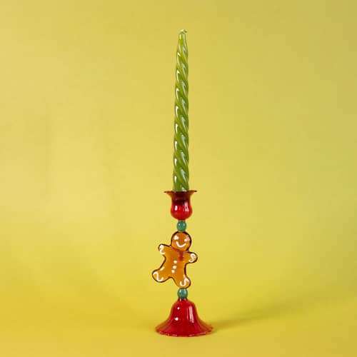 Bougeoir Merry verre rouge / H 18 cm - & klevering - Pain d’épices / Rouge - Verre soufflé bouche