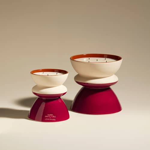 Bougie parfumée Tam tam céramique rouge / Ø 20 x H 20 cm - Maison Sarah Lavoine - Carmin / Senteur Figue - Cire soja naturelle, Faïence émaillée