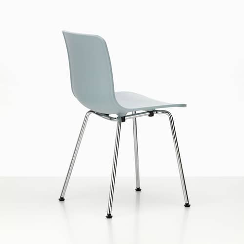 HAL RE Tube Chair plastic material blue / Recycled plastic - Vitra - Bluish grey / Chrome legs - Recycled polypropylene, Steel