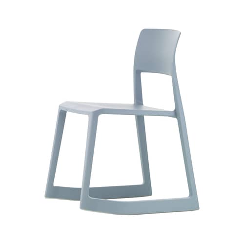 Chaise empilable Tip Ton RE bleu / Plastique recyclé - Inclinable & ergonomique - Vitra - Gris bleuté - Polypropylène recyclé