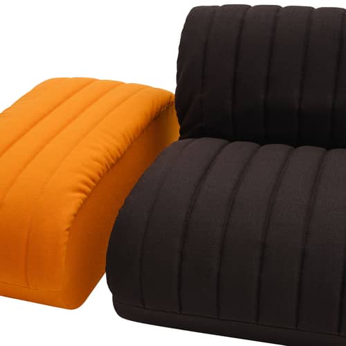 Chauffeuse Coltre tissu noir / Module de canapé - Muuto - Noir - Bois certifié FSC, Mousse, Tissu