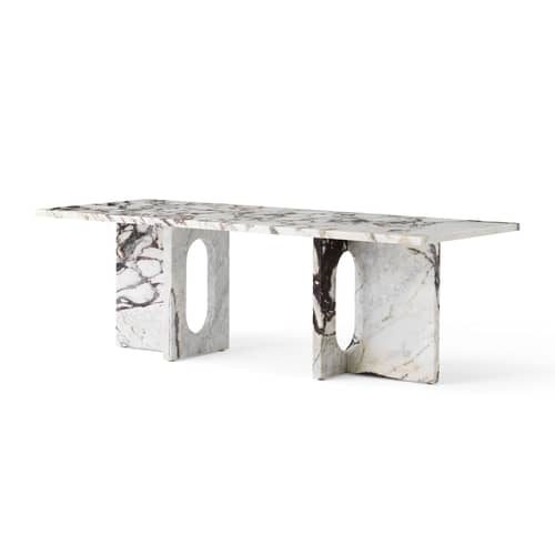 Androgyne Lounge Stone Coffee table stone white beige / 120 x 45 x H 37.8 cm - Stone base - Audo Copenhagen - Calcatta viola marble / Calcatta viola base - 