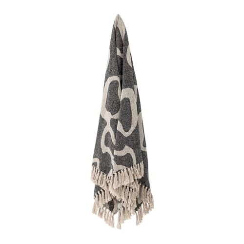 Decke Salobre textil schwarz / 160 x 130 cm - Recycelte Baumwolle - Bloomingville - Schwarz - Recycelte Baumwolle