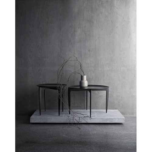 Tray Small End table wood black / 1958 reissue - Removable top Ø 45 cm - Fritz Hansen - Black - Tinted oak wood
