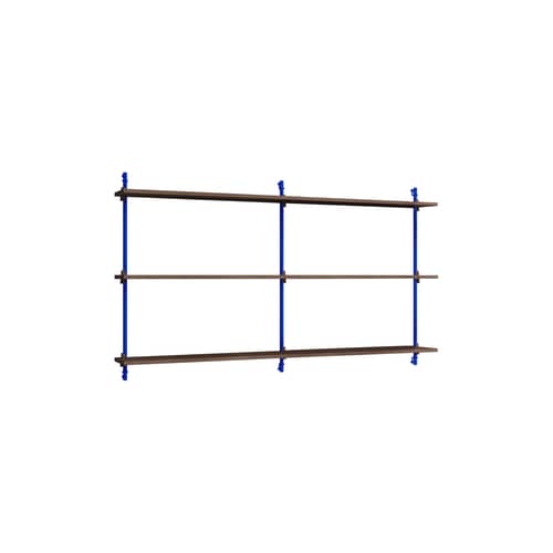 Étagère Wall Shelving – ws.85.2 bois marron / L 162 x H 85 cm x Prof. 17,5 cm - MOEBE - Chêne fumé / Bleu - Acier, MDF placage chêne