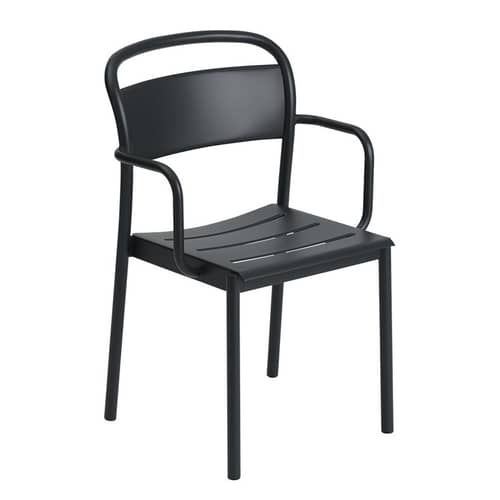 Fauteuil empilable Linear métal noir - Muuto - Noir - Acier