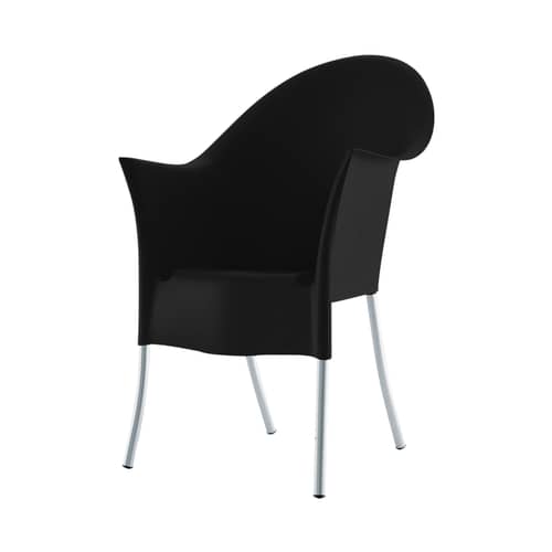 Fauteuil empilable Lord Yo plastique noir / Seconde vie - Driade - Noir - Aluminium, Polypropylène