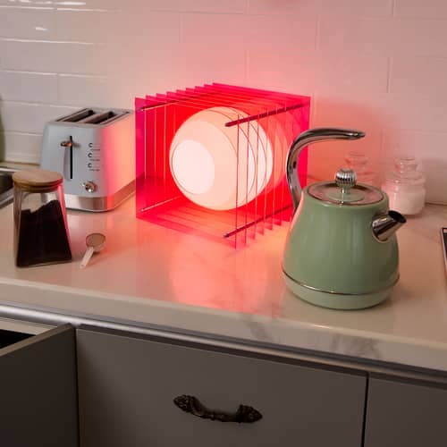 Lampada da tavolo Lop Big Square materiale plastico rosa / Vincitore del premio Archiproducts Design - BANG - Rosa - Acrilico, Inox, Vetro