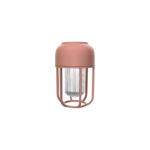 Lampada solare da esterno Light N°1 metallo rosa / LED - Caricabatterie a induzione incluso - Houe - Rosa polverizzato - Alluminio, Plastica riciclata, Vetro riciclato