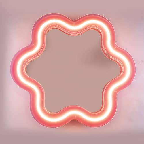 Miroir lumineux avec prise Supercurve - Flower / LED - L 118.5 x H 108 cm - Seletti - Flower / H 108 cm - Acrylique, Verre