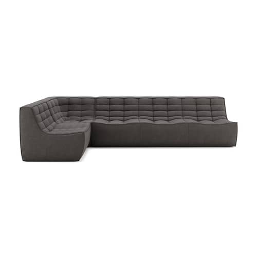 N701 Straight sofa  textile grey / UK version - 3 seater / L 210 cm - Ethnicraft - Dark grey (UK residential flame retardant) - Fabric, High-density PU foam, Wood