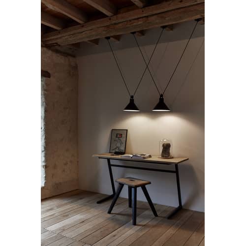 Acrobate N°324 Pendant metal red / Lampes Gras - 2 metal cone shades - DCW éditions - Red / Cone - Painted steel