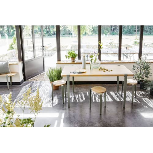 Pied  métal gris avec fixation étau / H 43 cm - Pour créer tables basse & banc / Seconde vie - TIPTOE - Gris Eucalyptus - Acier thermolaqué