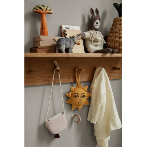 Wandgarderobe Place Medium holz natur / Regal - L 105 cm - Ferm Living - L 75 x H 17 cm - Eiche - Geölte Massiveiche, MDF mit geöltem Eichenfurnier