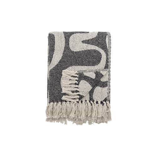 Plaid Salobre noir / 160 x 130 cm - Coton recyclé - Bloomingville - Noir - Coton recyclé