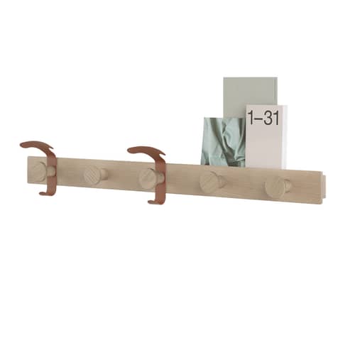 Portemanteau mural Avail / L 87,5 cm - Muuto - Chêne / Crochets marron-cuivré - Acier