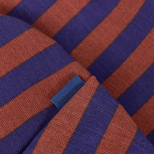 Pouf bambini Bliss tessuto blu - NOBODINOZ - Rosso bruno e Blu inchiostro - Cotone biologico, Polistirolo espanso